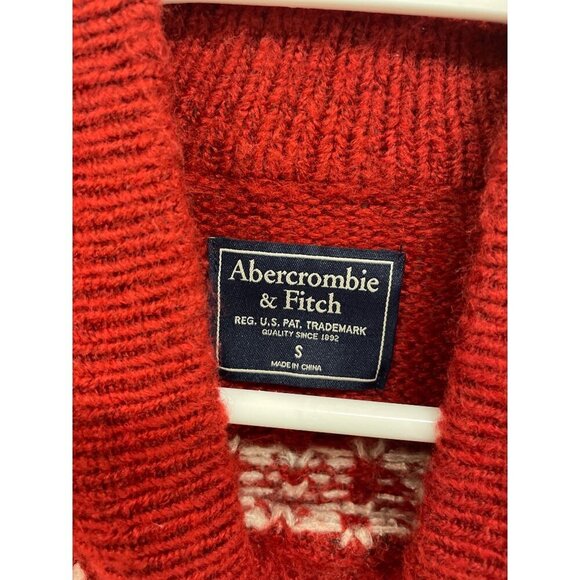 Abercrombie & Fitch Red & White Nordic Snowflake Sweater Small - Picture 5 of 7